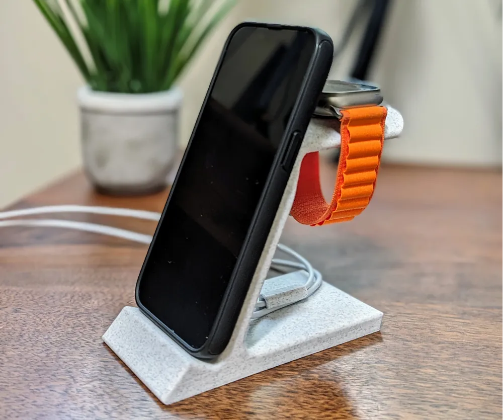 Suport MagSafe iPhone și Apple Watch – Stand Compact de Birou pentru Încărcare și Organizare